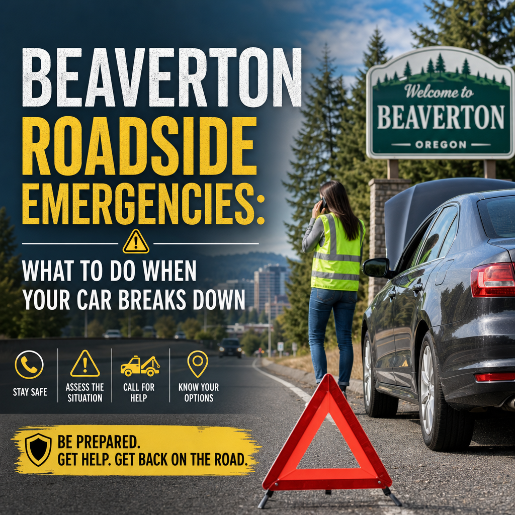 Illustration of Beaverton Roadside Emergencies: What to Do When Your Car Breaks Down