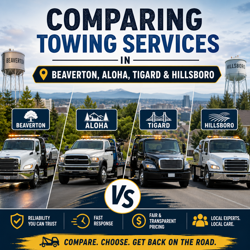 Illustration of Comparing Towing Services in Beaverton, Aloha, Tigard and Hillsboro
