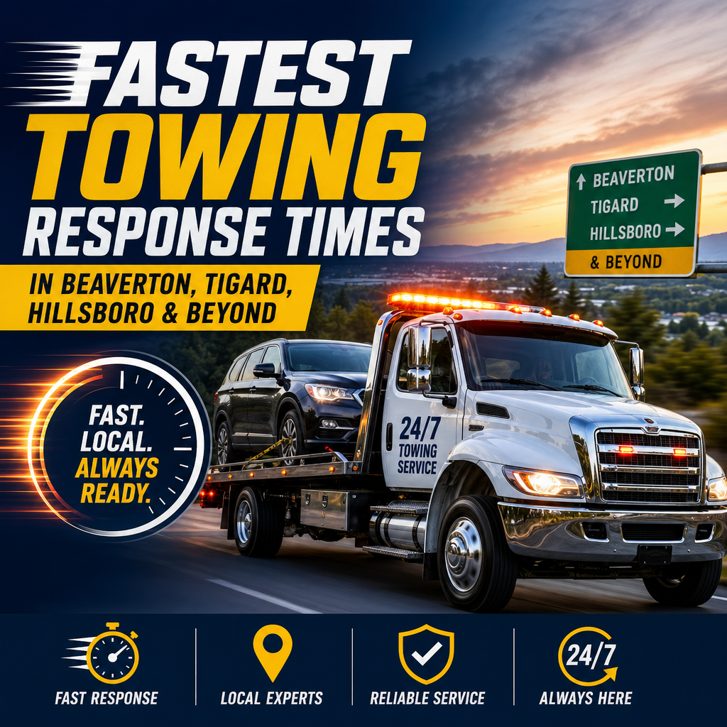 Illustration of Fastest Towing Response Times in Beaverton, Tigard, Hillsboro & Beyond
