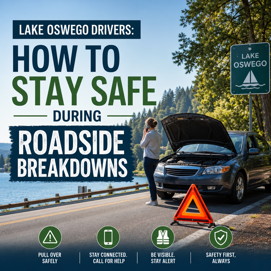 Illustration of Lake Oswego Drivers: How to Stay Safe During Roadside Breakdowns
