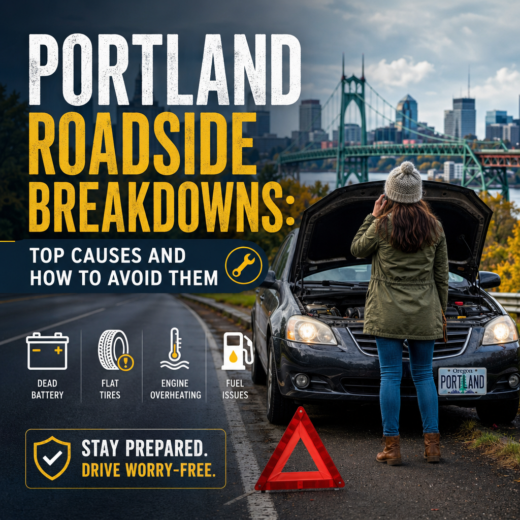 Illustration of Portland Roadside Breakdowns: Top Causes and How to Avoid Them
