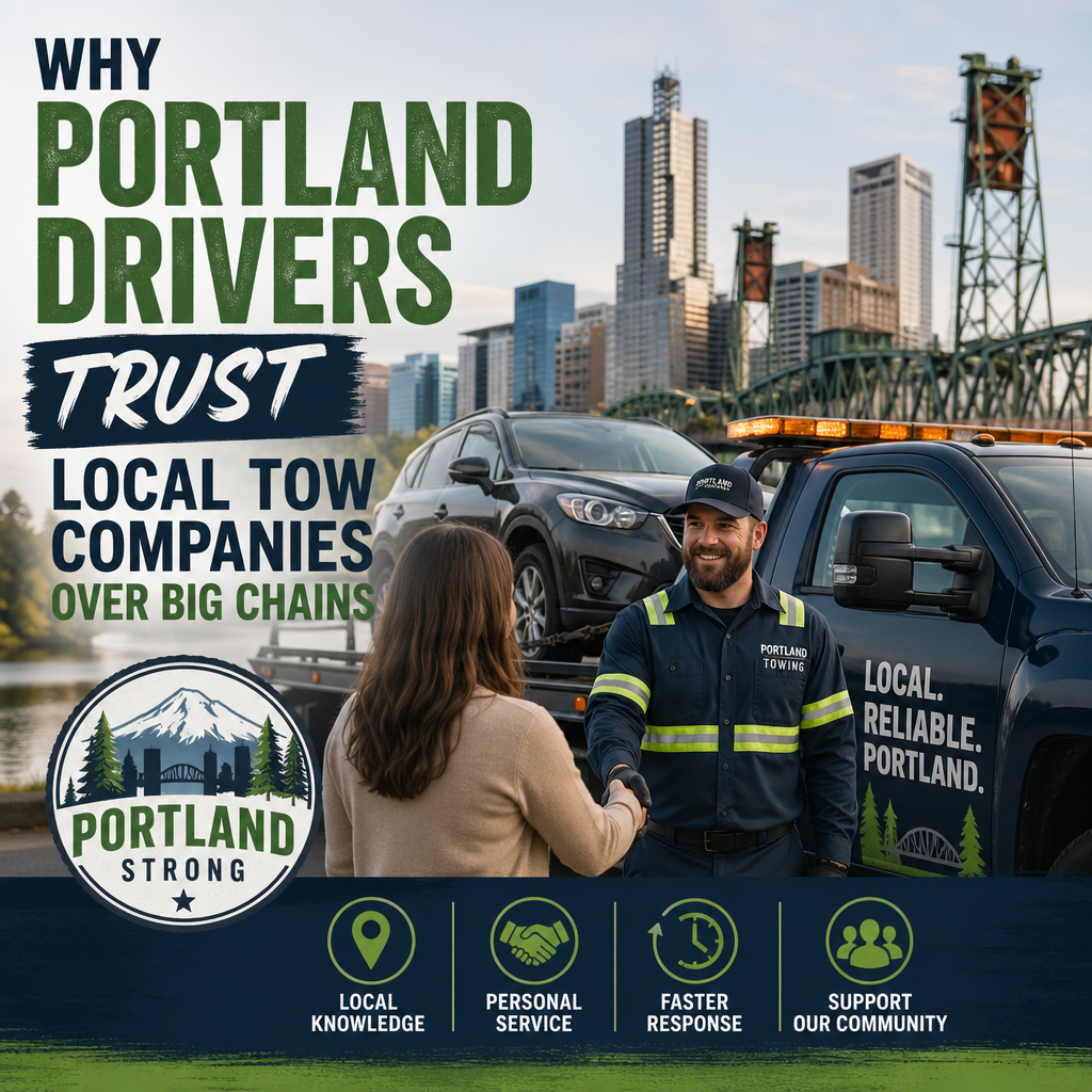 Portland tow companies illustration for Why Portland Drivers Trust Local Tow Companies Over Big Chains